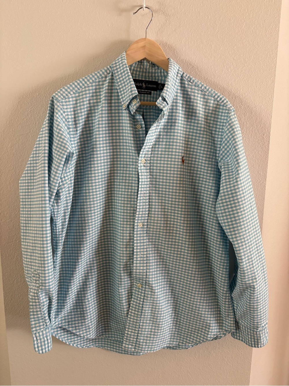 Ralph Lauren Light Blue Gingham oversized Button-Down Shirt Large